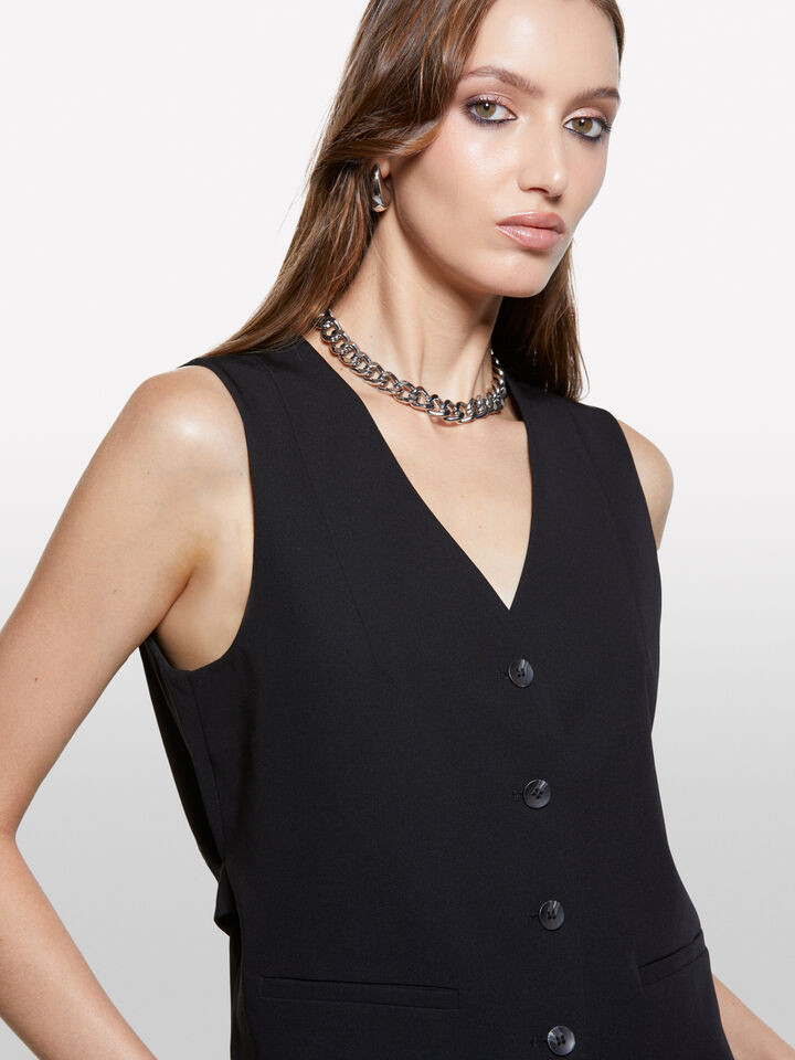 Black slim fit vest - women's vests and sleeveless jackets - Black | Sisley image number 4
